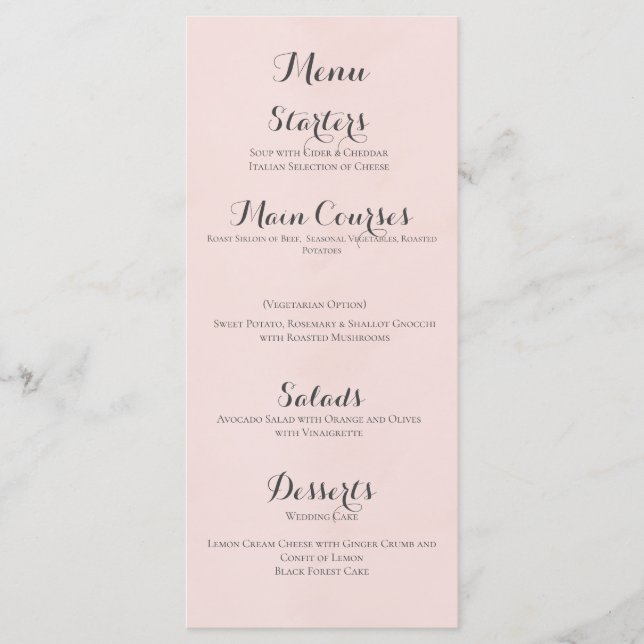 Pink Wild Roses Menu (Front)