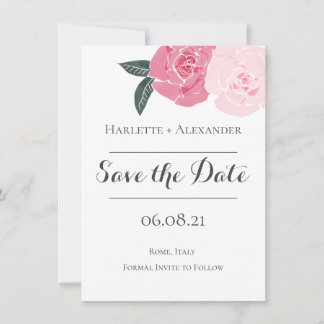 Pink Wild Roses Save The Date