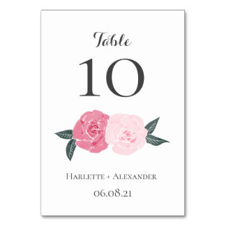 Pink Wild Roses Table Number