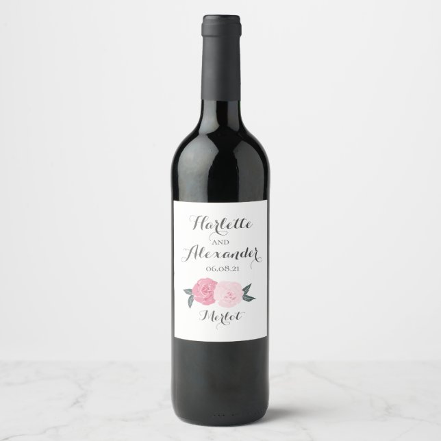 Pink Wild Roses Wine Label (Front)