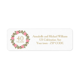 PINK WILD ROSES WREATH 40th Wedding address