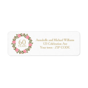 PINK WILD ROSES WREATH 60th Wedding address