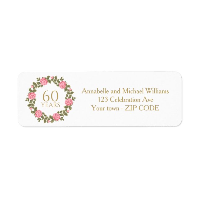 PINK WILD ROSES WREATH 60th Wedding address (Front)