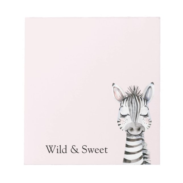 Pink Wild & Sweet Zebra Notepad (Front)