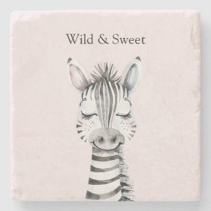 Pink Wild & Sweet Zebra Stone Coaster