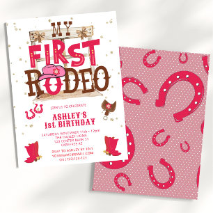 Pink Wild West Cowgirl 1st Birthday Party Invitation