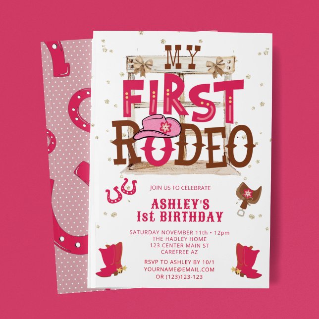 Pink Wild West Cowgirl 1st Birthday Party Invitation (Creator Uploaded)