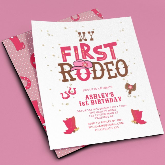 Pink Wild West Cowgirl 1st Birthday Party Invitation (Creator Uploaded)