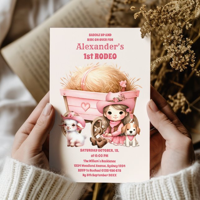 Pink Wild West Cowgirl 1st Birthday Party Invitation (Creator Uploaded)