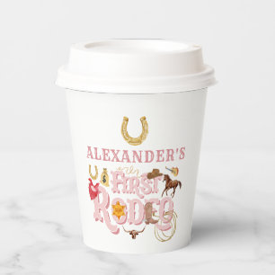Pink Wild West First Rodeo Baby Girl 1st Birthday Paper Cups