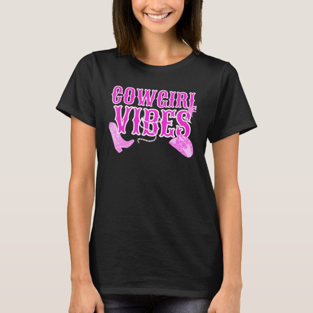Pink Wild West Western Rodeo Yeehaw Country Cowgir T-Shirt (Front)