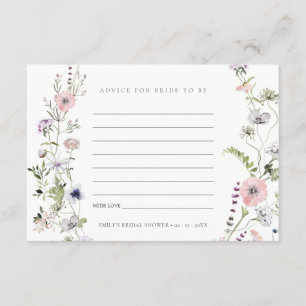 Pink Wildflower Advice For Bride Bridal Shower Enclosure Card