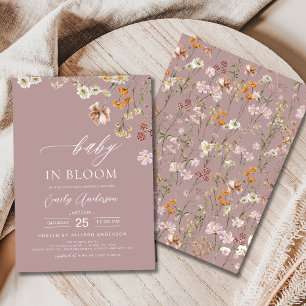 Pink Wildflower Baby in Bloom Baby Shower  Invitation