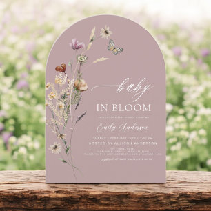 Pink Wildflower Baby in Bloom Baby Shower Invitation
