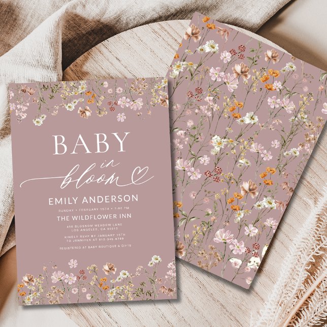 Pink Wildflower Baby in Bloom Baby Shower Invitation (Creator Uploaded)