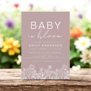 Pink Wildflower Baby in Bloom Baby Shower  Invitation