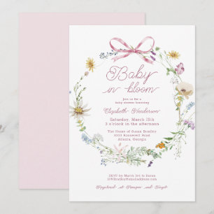 Pink Wildflower Baby In Bloom Baby Shower Invitation