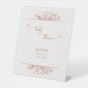 Pink Wildflower Baby in Bloom Baby Shower Pedestal Sign