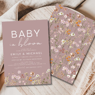 Pink Wildflower Baby in Bloom Couples Shower Invitation