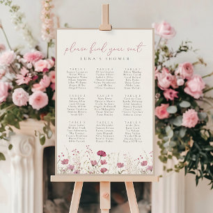 Pink Wildflower Baby In Bloom Seating Chart Poster