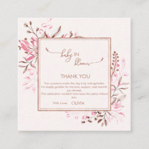 Pink Wildflower Baby in Bloom Thank You Enclosure Card