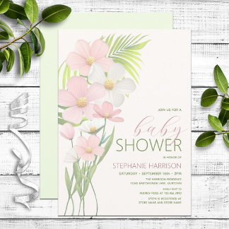 Pink Wildflower Baby Shower Invitation
