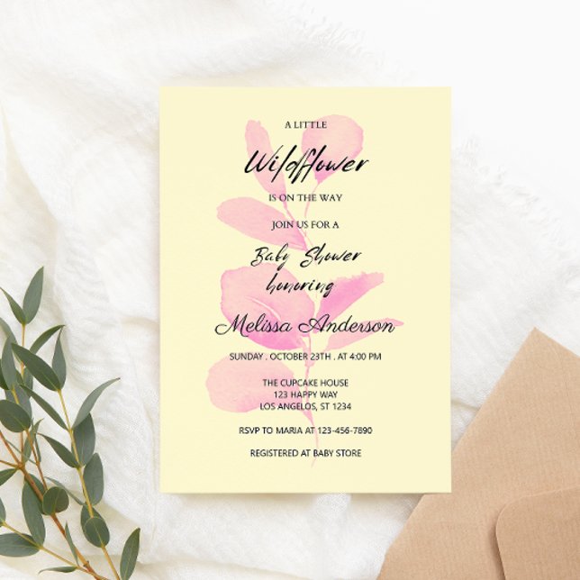 Pink Wildflower Baby Shower Invitation for Girls   (Creator Uploaded)