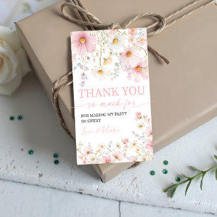 Pink Wildflower Birthday Favor Tags