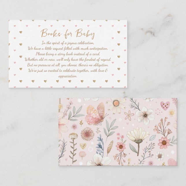 Pink Wildflower Books For Baby Enclosure Card (Front/Back)