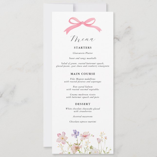 Pink Wildflower Bow Baby Shower Invitation (Front)