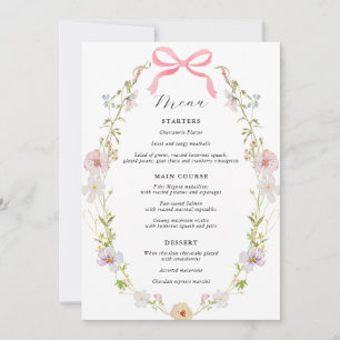 Pink Wildflower Bow Baby Shower Invitation