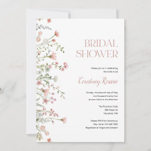 Pink Wildflower Bridal Shower Invitation