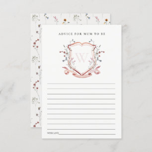 Pink Wildflower Crest Advice For Mum Baby Shower Enclosure Card