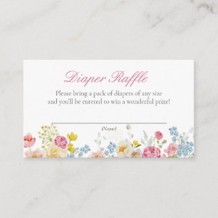 Pink Wildflower Diaper Raffle Ticket Enclosure Card