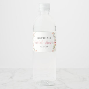 Pink Wildflower Floral Bridal Shower Favours  Water Bottle Label