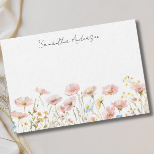Pink Wildflower Floral Personalised  Card