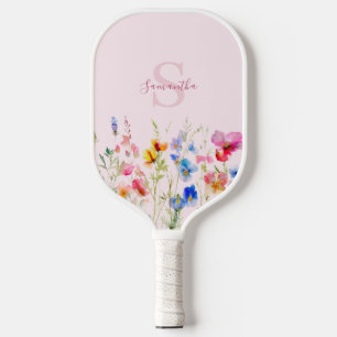 Pink Wildflower Floral Personalised  Pickleball Paddle