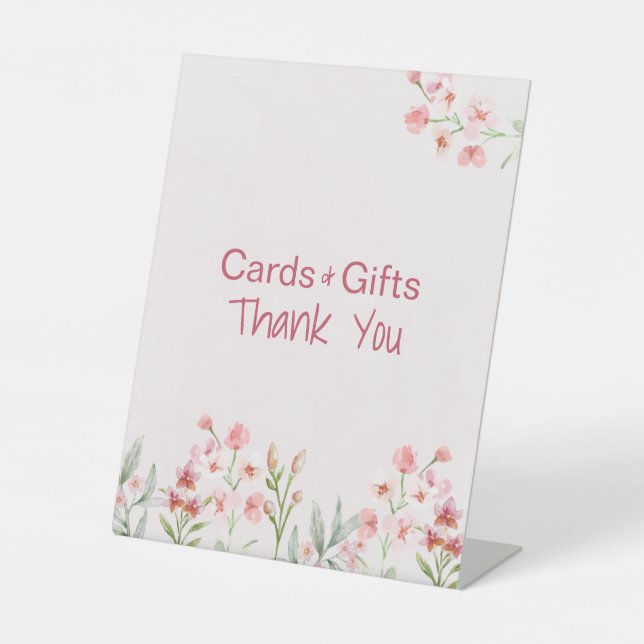 Pink Wildflower Garden Cards and Gifts Thank You Pedestal Sign (Front)