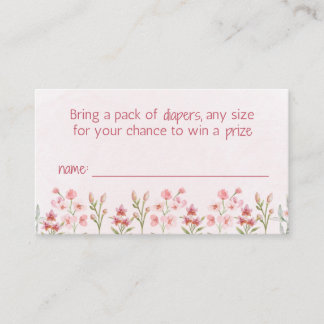 Pink Wildflower Garden Diaper Raffle Enclosure Card