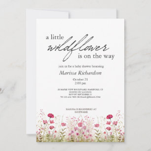Pink Wildflower Girl Baby Shower Invitation