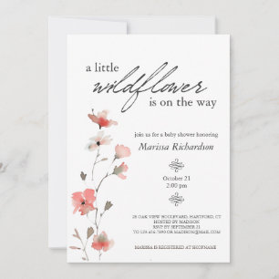 Pink Wildflower Girl Baby Shower Invitation
