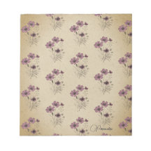 Pink Wildflower Pattern Vintage Old Paper Personal