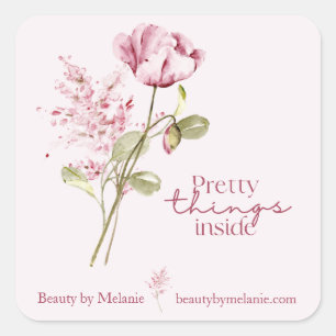 Pink Wildflower Pretty Things Inside Square Sticke Sticker