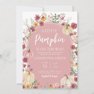 Pink Wildflower Pumpkin Baby Shower Invitation