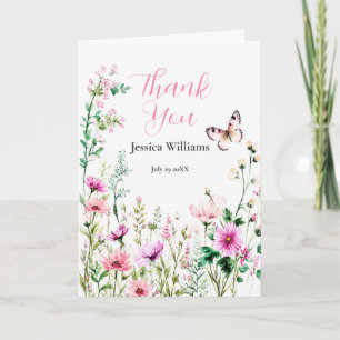 Pink Wildflower Retirement Thank You Card