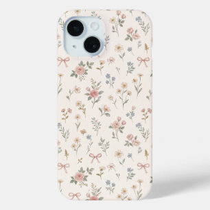 Pink Wildflower Rose Bow Pattern Phone Case
