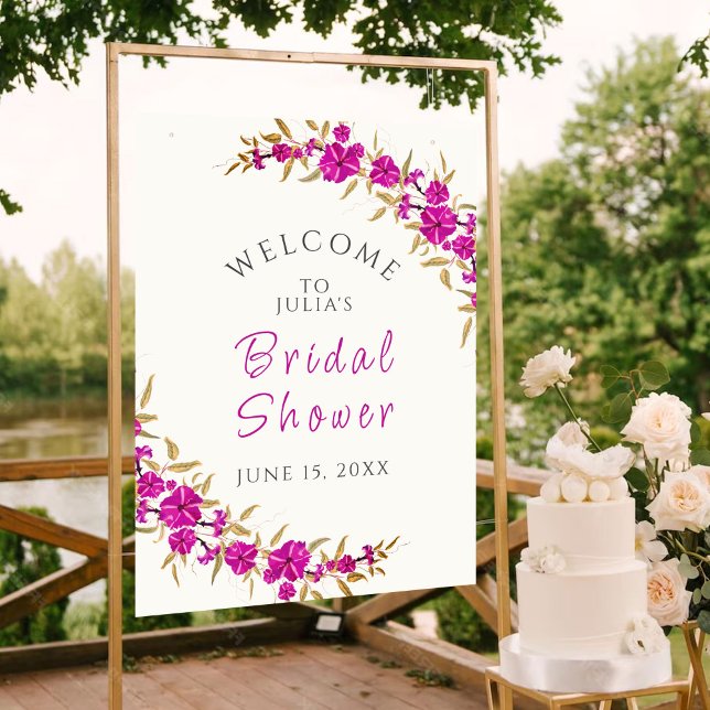 Pink Wildflower Rose Spring Garland Bridal Shower Poster (Creator Uploaded)