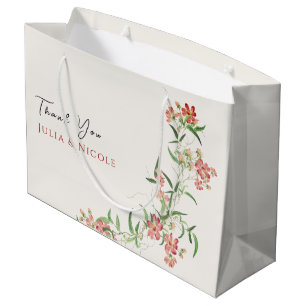 Pink Wildflower Rose Spring Garland Wedding Large Gift Bag