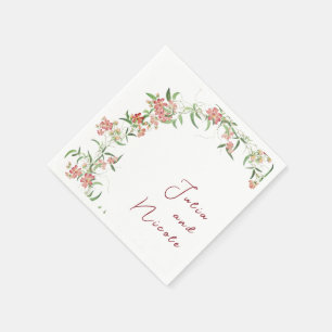 Pink Wildflower Rose Spring Garland Wedding Napkin