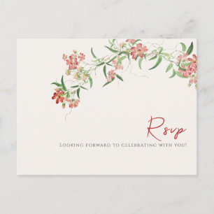 Pink Wildflower Rose Spring Garland Wedding Postcard
